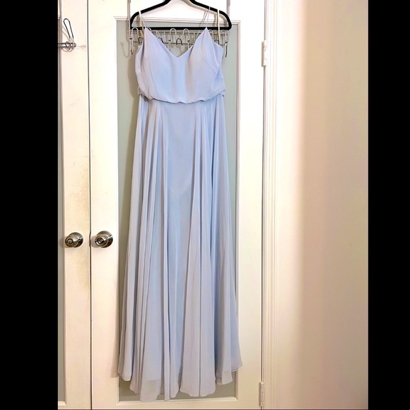 Jenny Yoo - Floor Length formal chiffon dress, prom, gown - Size 14 - light blue - Picture 6 of 16